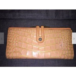 Abas Clutch Kiss Lock Wallet Leather Orange Gold